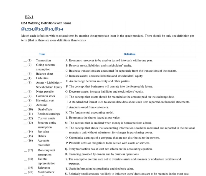 E2-1 E2-1 Matching Definitions with Terms CL02-1.