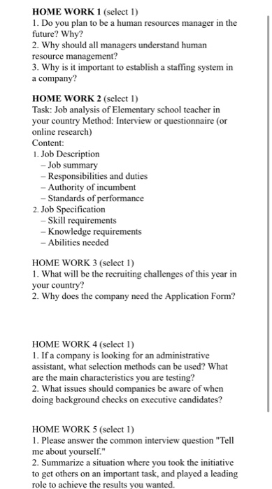 HOME WORK 1 (select 1) 1. Do you plan to be a