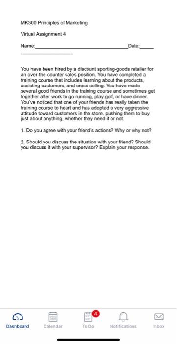 MK300 Principles of Marketing Virtual Assignment