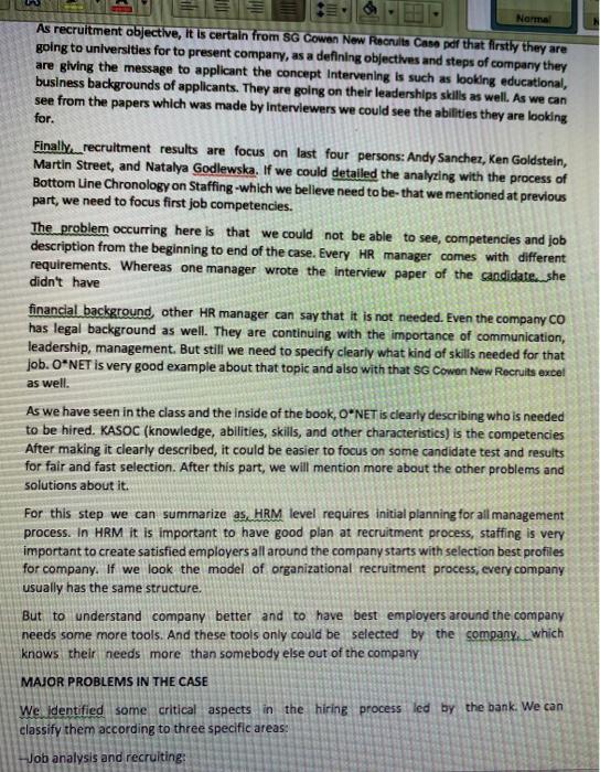 Read the case about SG Cowen and provide a