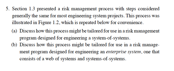 5. Section 1.3 presented a risk management