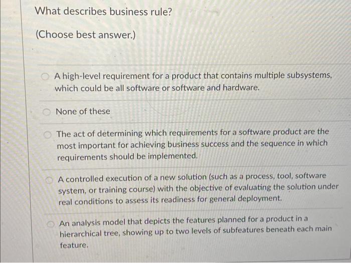 What describes business rule? (Choose best