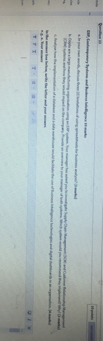 Question 23 trols 10 points ERP, Contemporary