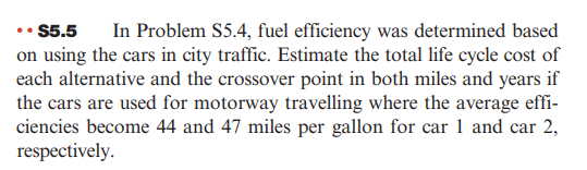 S5.5 In Problem S5.4, fuel efficiency was