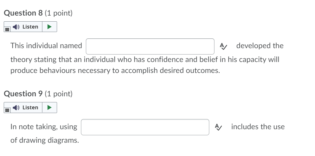 Question 1 (1 point) 1) Listen In test taking, a