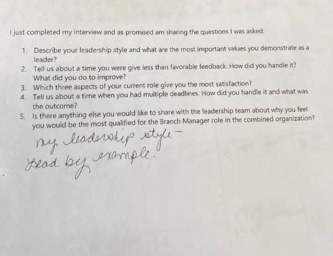 question 2, 3, 4,5 I just completed my interview