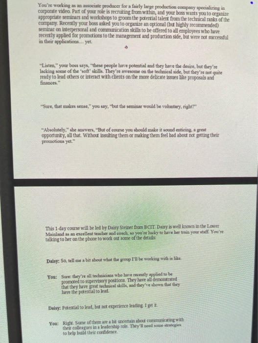 You're working as an associate producer for a