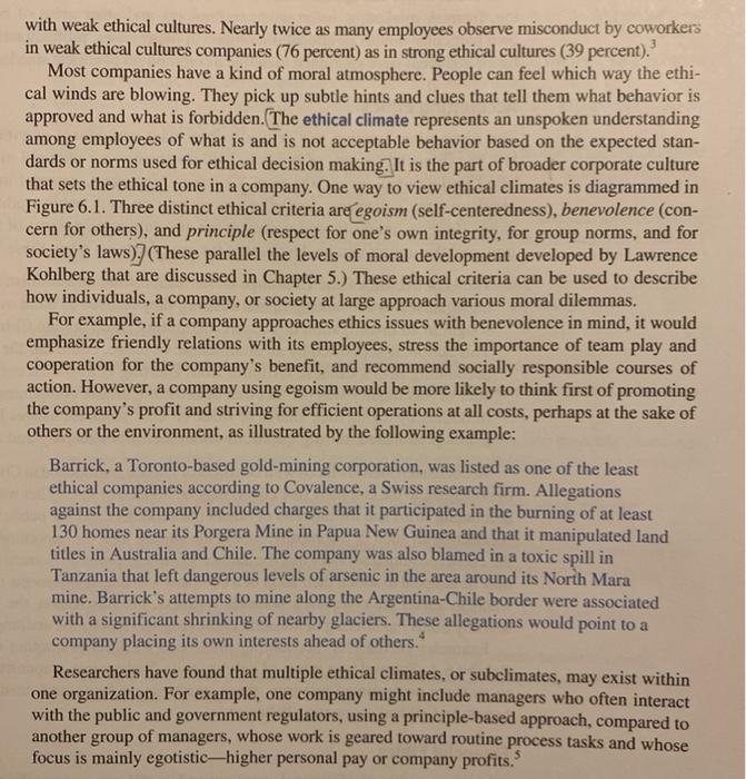 Define ethical climate. Discuss the differences