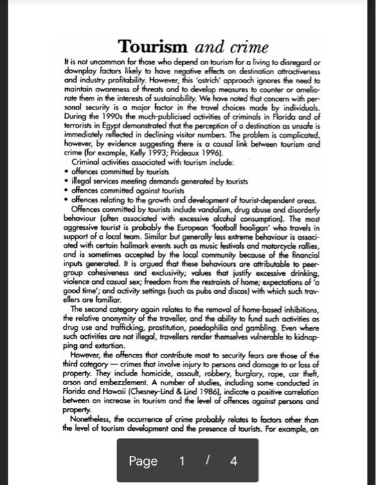 Tourism and crime It is not uncommon for those