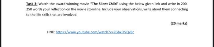Task 3: Watch the award winning movie "The Silent