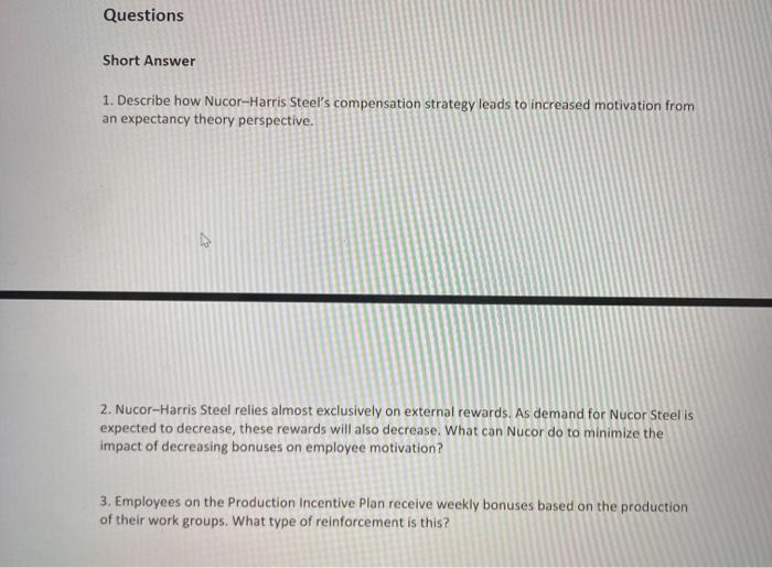 Questions Short Answer 1. Describe how