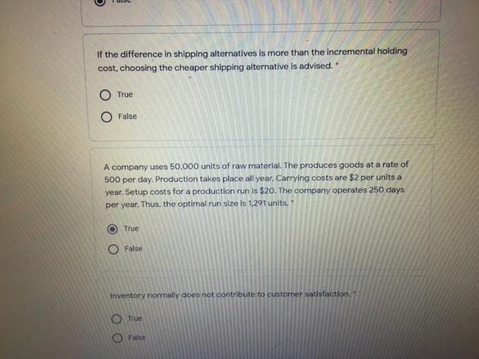 If the difference in shipping alternatives is