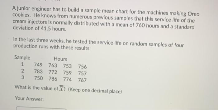 A junior engineer has to build a sample mean