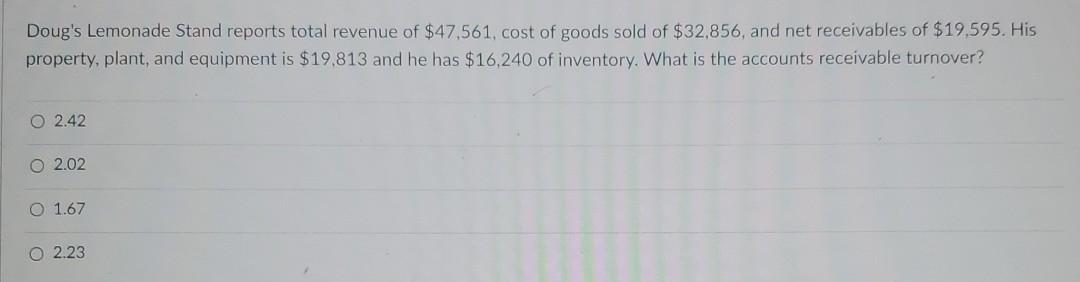 Doug's Lemonade Stand reports total revenue of