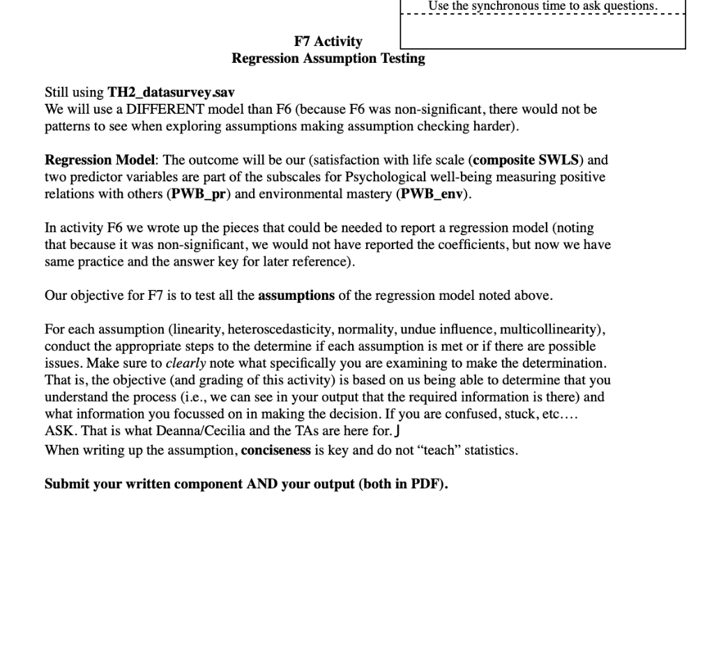 Use the synchronous time to ask questions. F7