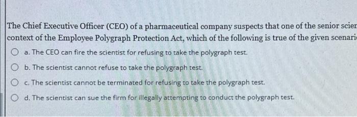 The Chief Execute OCD) a pharmaceutical company