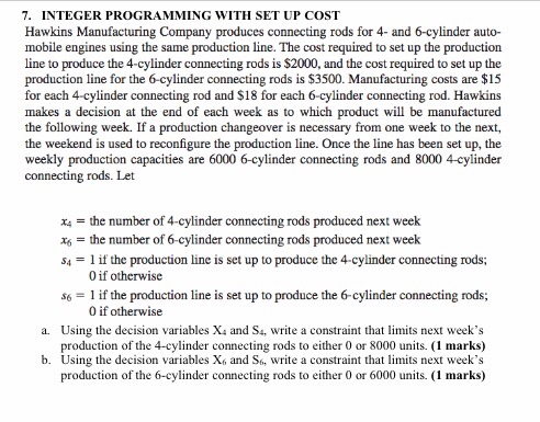 7. INTEGER PROGRAMMING WITH SET UP COST Hawkins