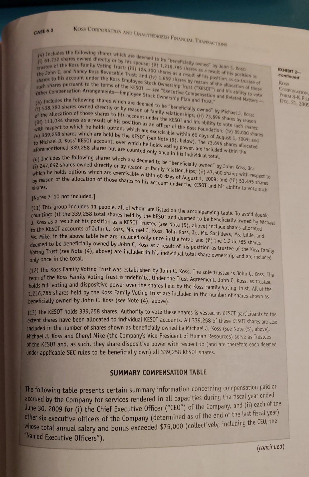 Evaluate Koss's compensation structure for its