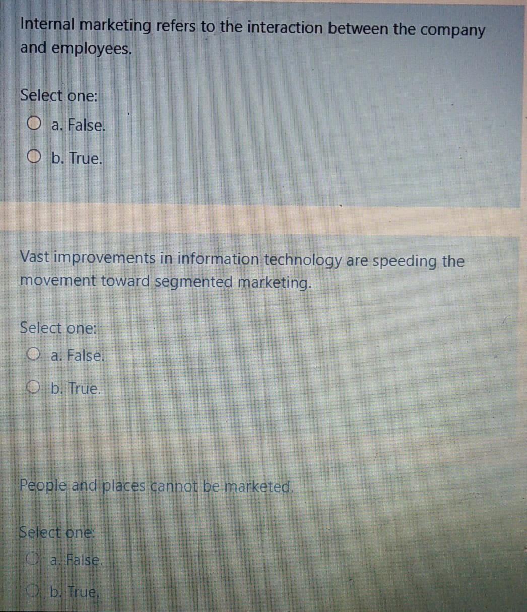 Internal marketing refers to the interaction