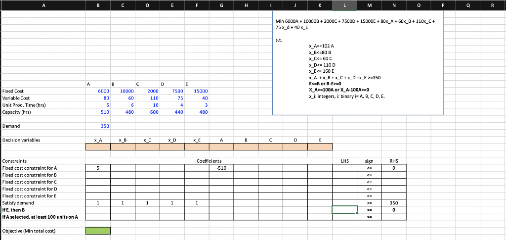 Please solve this in Excle B D E F H L M N 0 P Q