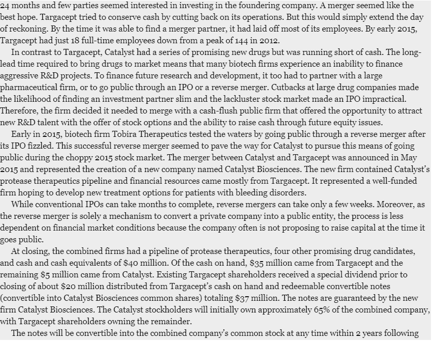 End of Chapter Case Study: Catalyst Acquires