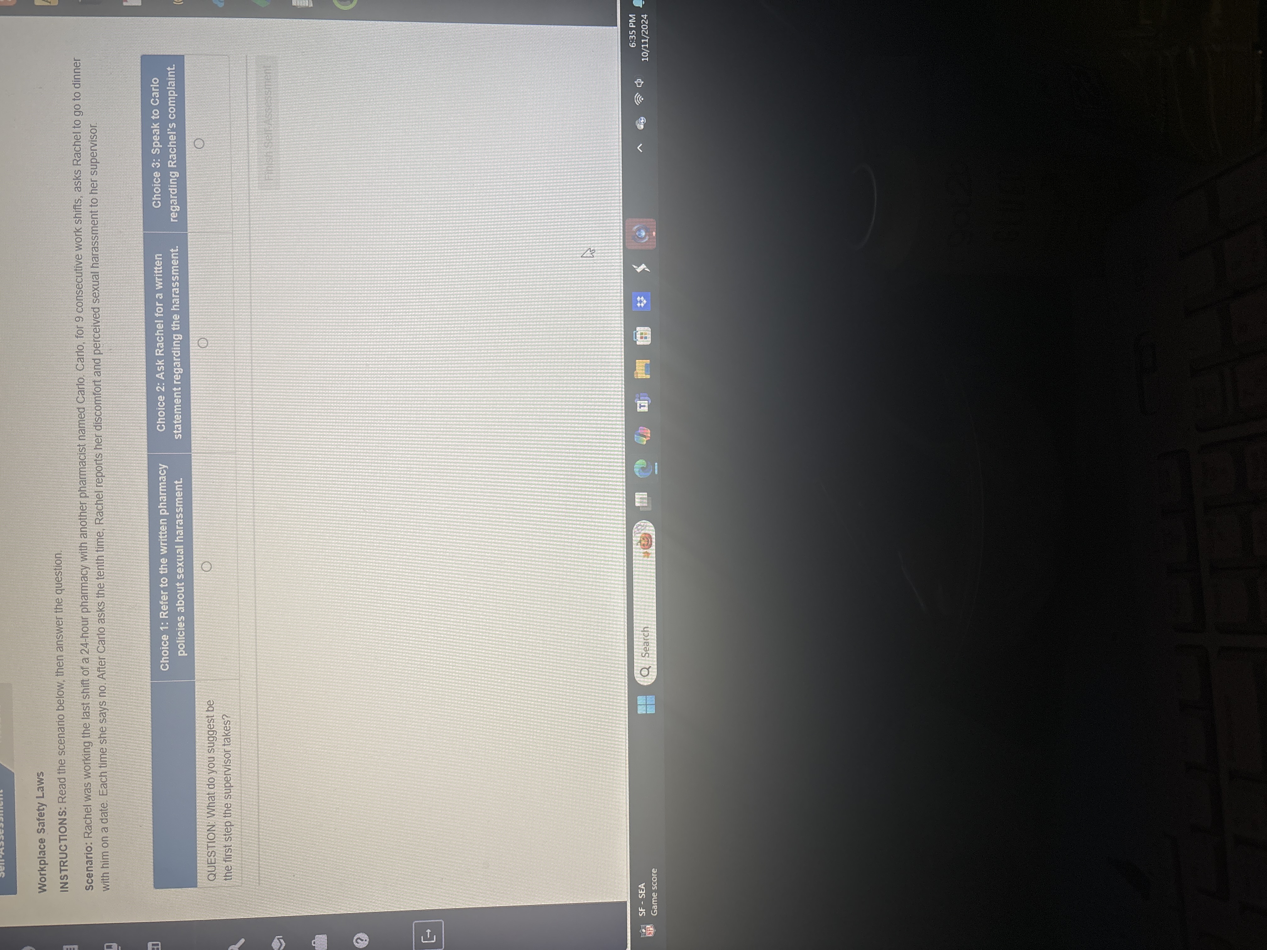 Workplace Safety Laws INSTRUCTIONS: Read the