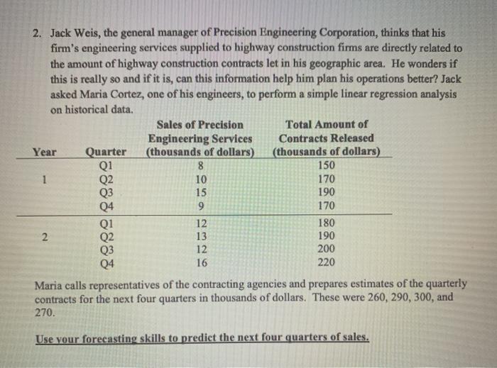 Please show formulas and answes in Excel. 2. Jack