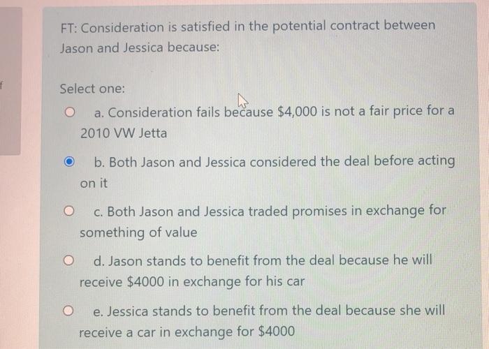 FT: Consideration is satisfied in the potential