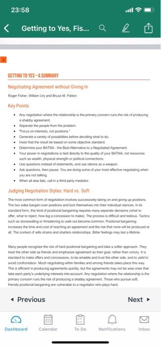 SCENARIO You have to negotiate what the best