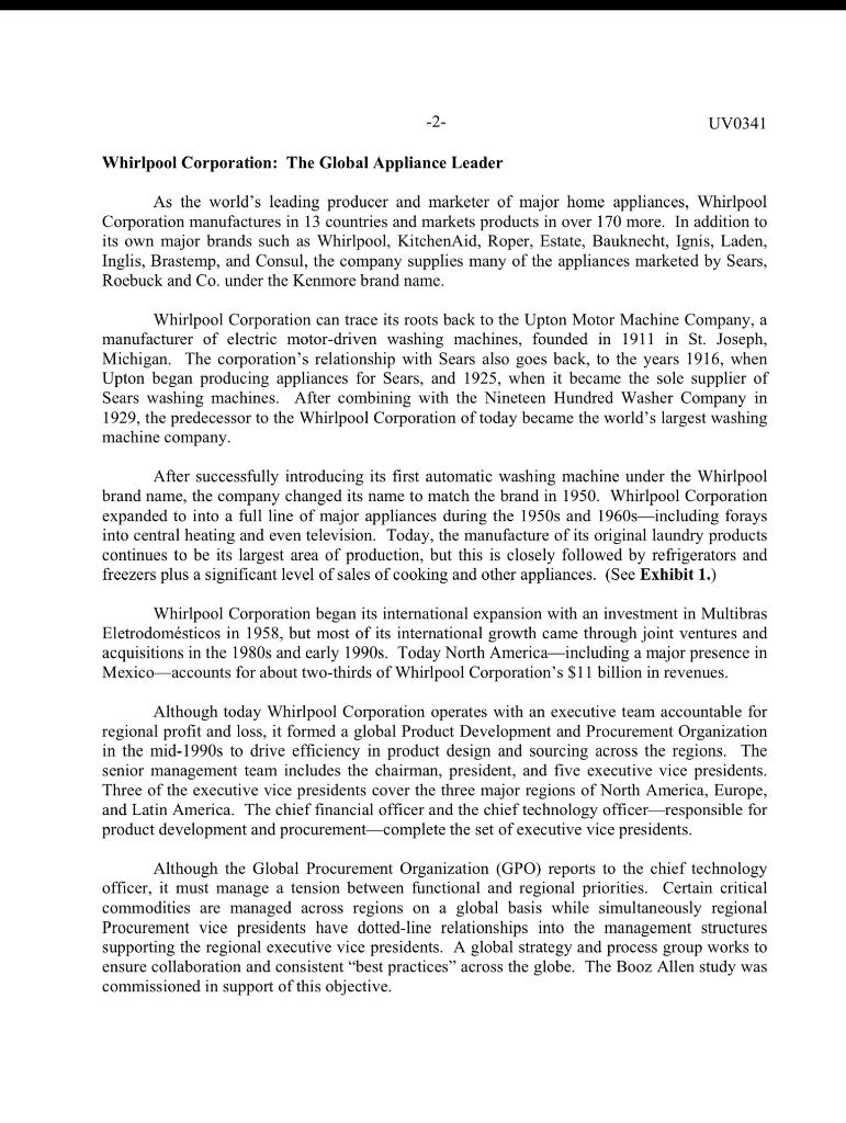 Case: Whirlpool Corporation Global Procurement. .