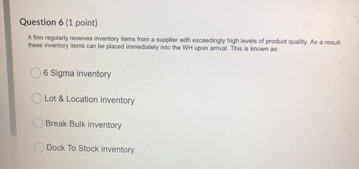 A firm regularly Inventory items from a supplier
