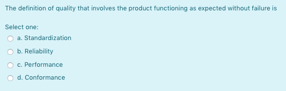 The definition of quality that involves the