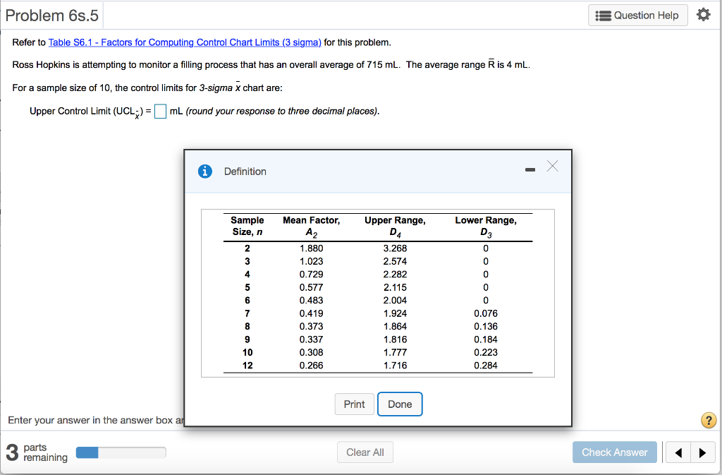 Problem 6s.5 s Question Help o Refer to Table
