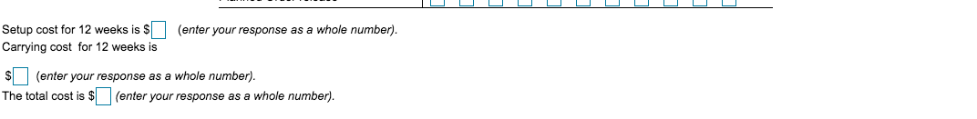 Develop a EOQ solution and calculate total