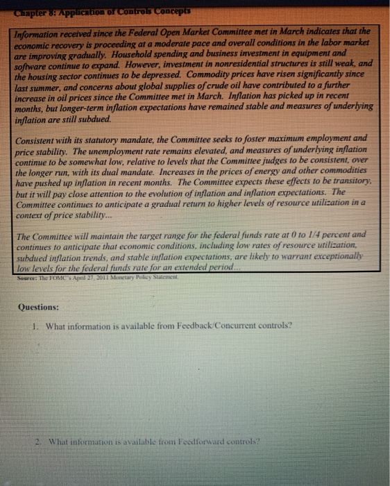 Chapter 3: Application or contros Conceps