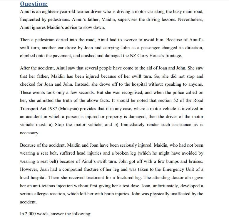 By using IRAC method Question: Ainul is an