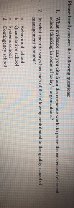 Please briefly answer the following questions: 1.