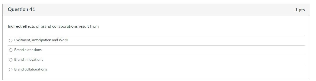 Question 42 Direct network effects of brand