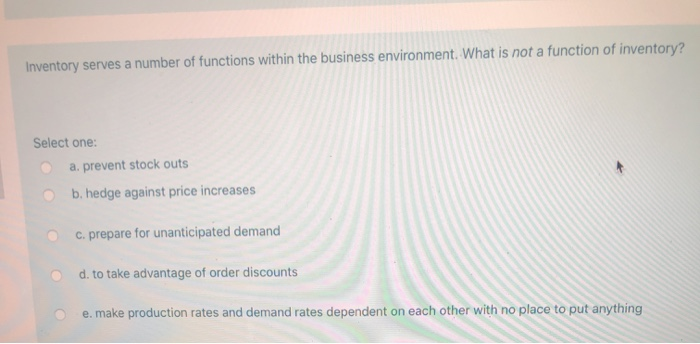 Inventory serves a number of functions within the