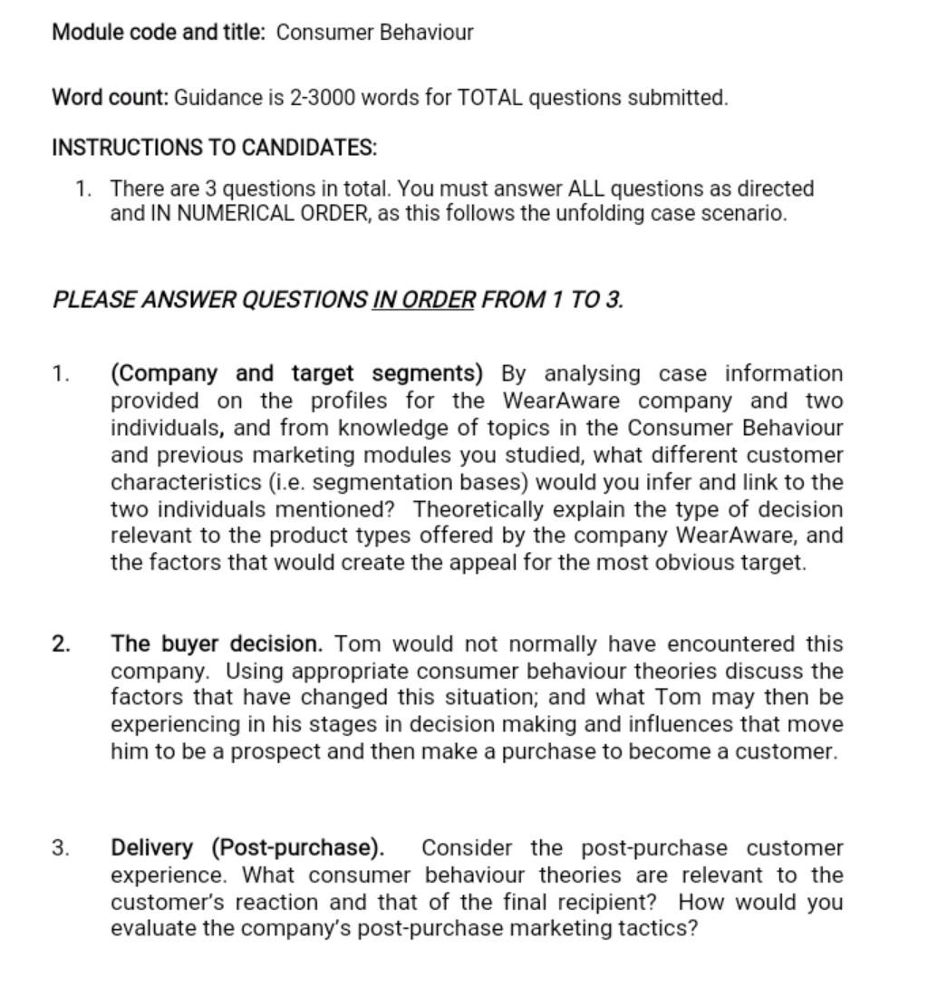 Module code and title: Consumer Behaviour Word