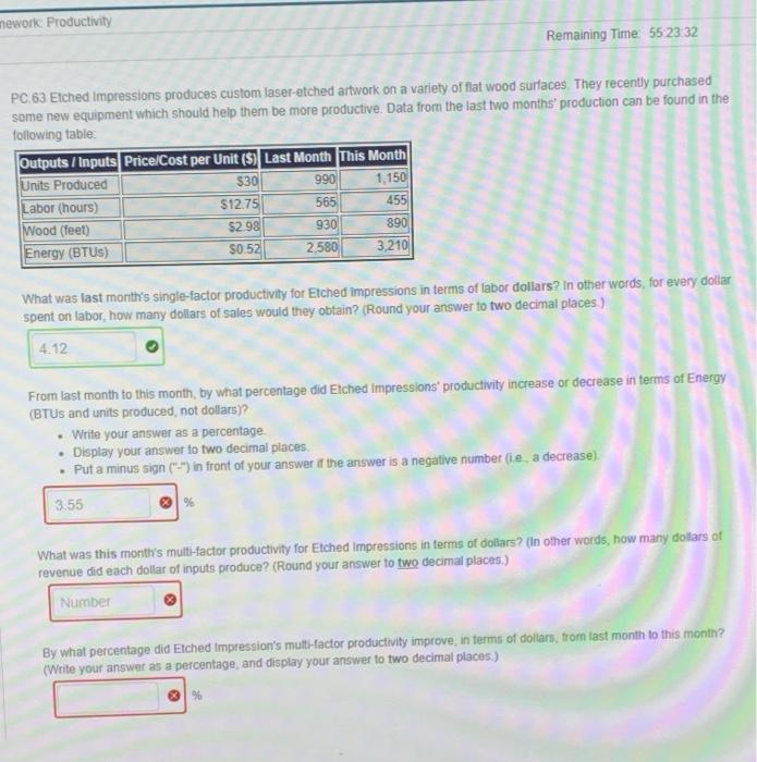 mework Productivity Remaining Time: 55 23 32