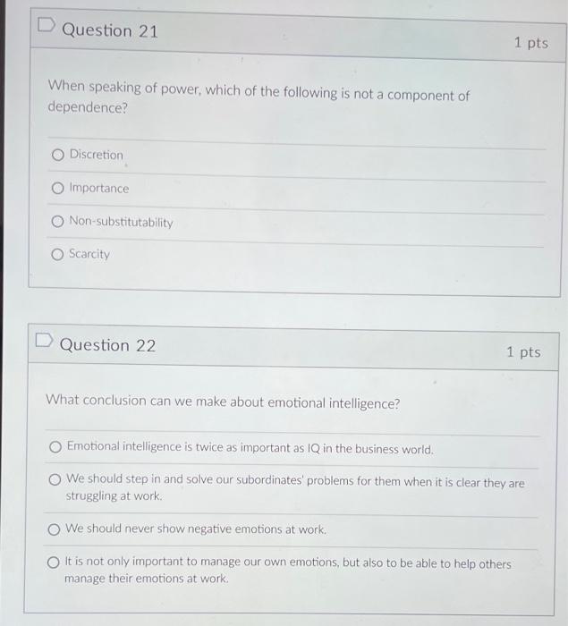 answer both for upvote D Question 21 1 pts When