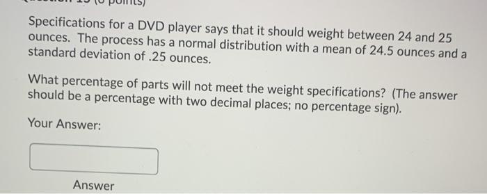 Specifications for a DVD player says that it