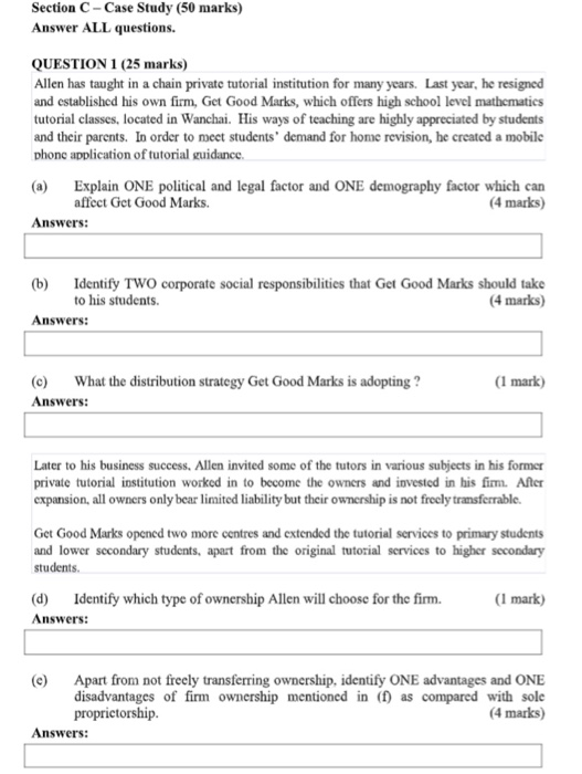 Section C-Case Study (50 marks) Answer ALL