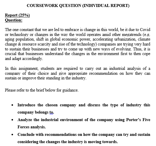 COURSEWORK QUESTION (INDIVIDUAL REPORT) Report