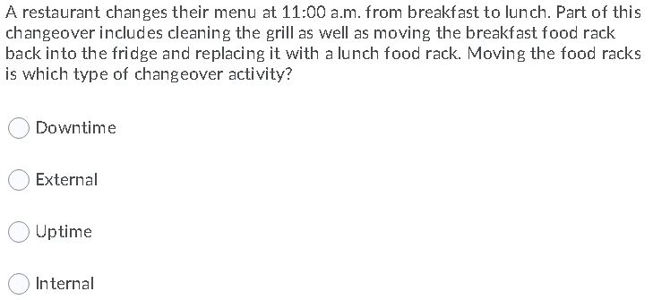 A restaurant changes their menu at 11:00 a.m.