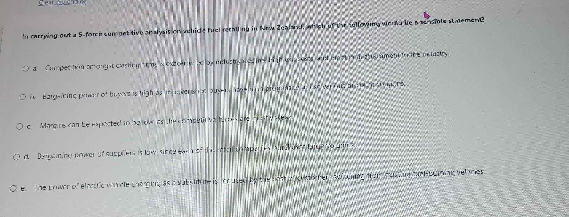 please help!! In carrying out a 5-force