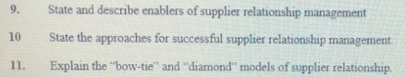 9. 10 State and describe enablers of supplier