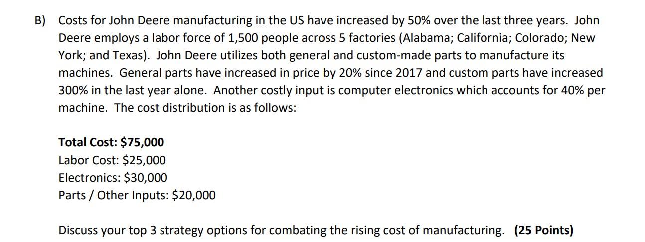 1) John Deere, an American agricultural machinery