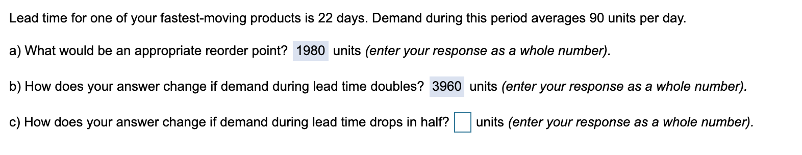 Lead time for one of your fastest-moving products